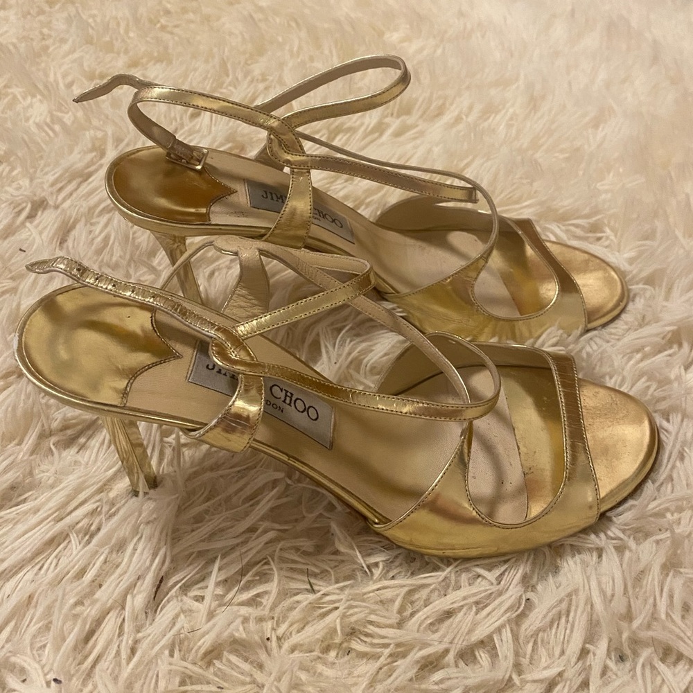 Size 8 Authentic Jimmy Choo Gold Shoes!